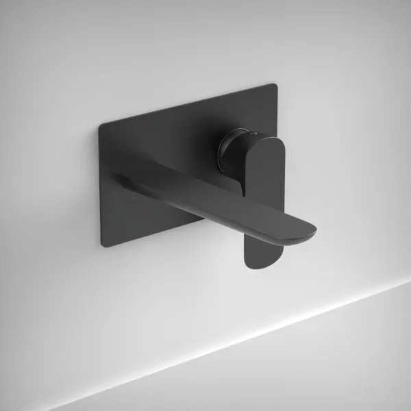 Ava Purity 2 Hole Wall Mounted Basin Mixer With Back Plate - Brushed Black