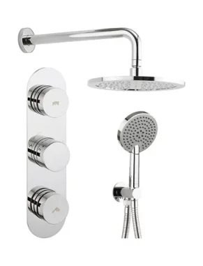 Crosswater Dial Central Thermostatic Shower Valve With 2 Way Diverter, Shower Head, Arm & Shower Kit Chrome