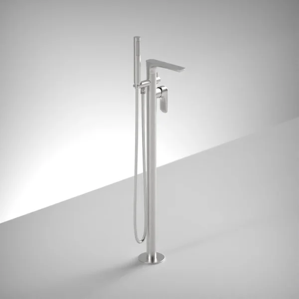 Ava Purity Floor Mounted Bath Shower Mixer - Brushed Stainless Steel