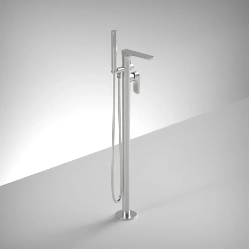 Ava Purity Floor Mounted Bath Shower Mixer - Brushed Stainless Steel product image - Image 1