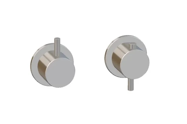 Ava Trend 1 Way 2 Handle Thermostatic Valve W/ Flanges - Polished Stainless Steel detail view - Image 2