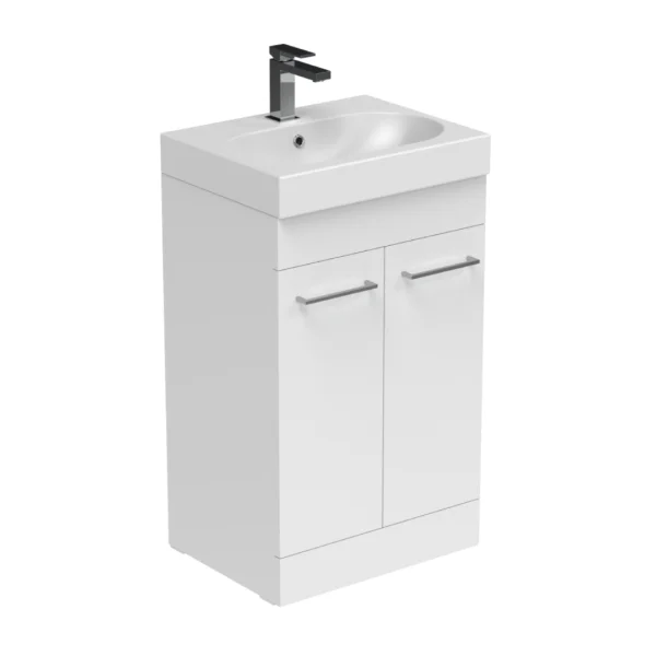 Saneux Austen 50cm 2 Door Floor Standing Unit - Gloss White