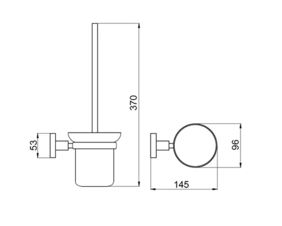 Just Taps Vos Toilet Brush Brushed Black technical drawing - Image 2