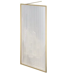 Cubico Amore Single Frame Shower Screen Brushed Gold (ribbed Glass) 680mm