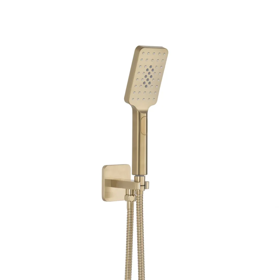Just Taps Hix Square Water Outlet, Hose & Hand Shower Att Brushed Brass product image - Image 1