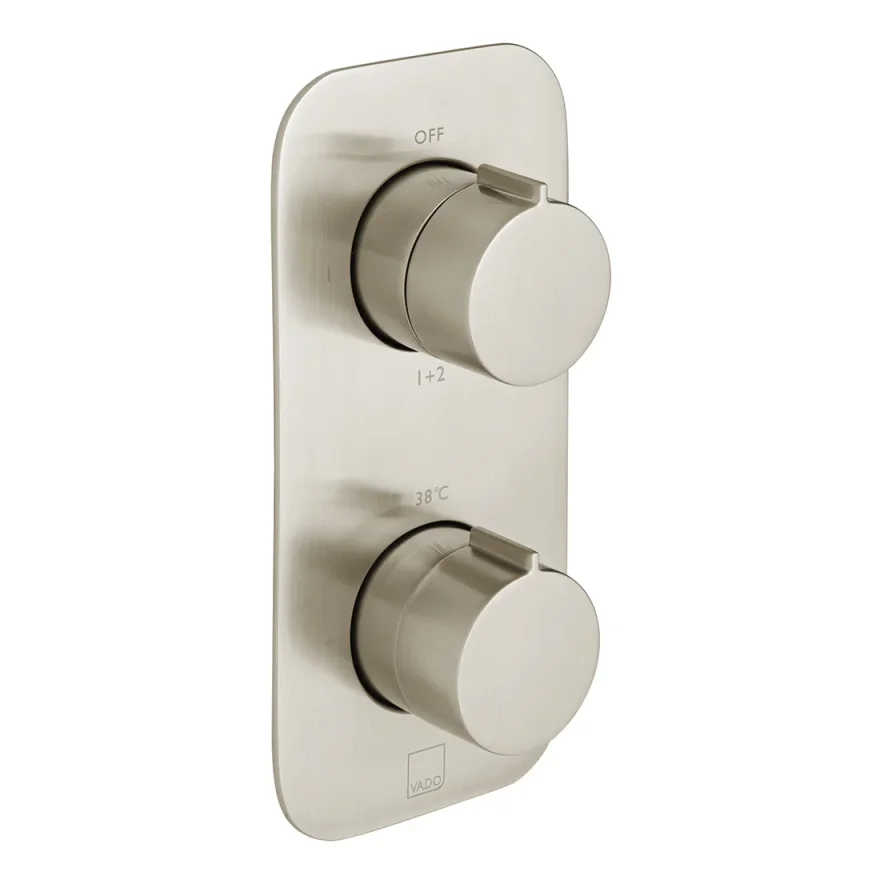 Vado Individual Tablet Altitude Vertical Concealed 2 Outlet, 2 Handle Thermostatic Valve With All-flow Function Brushed Nickel product image - Image 1