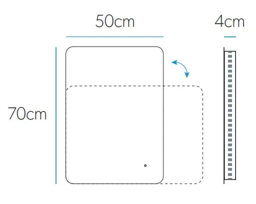 Hib Ambience 50 Mirror H70 X W50 X D4cm technical drawing - Image 3