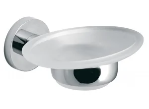 Vado Elements Frosted Glass Soap Dish And Holder Wall Mounted Chrome