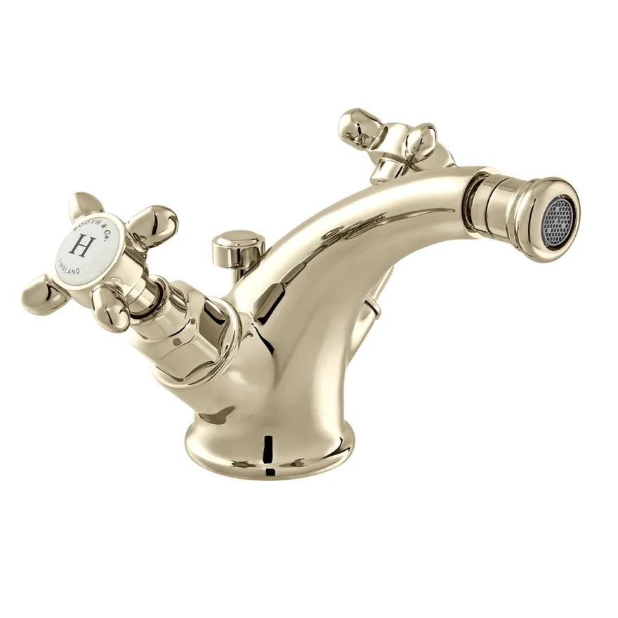 Booth & Co. Mono Bidet Mixer With Pop-up Waste Bright Nickel & Crackled White product image - Image 1