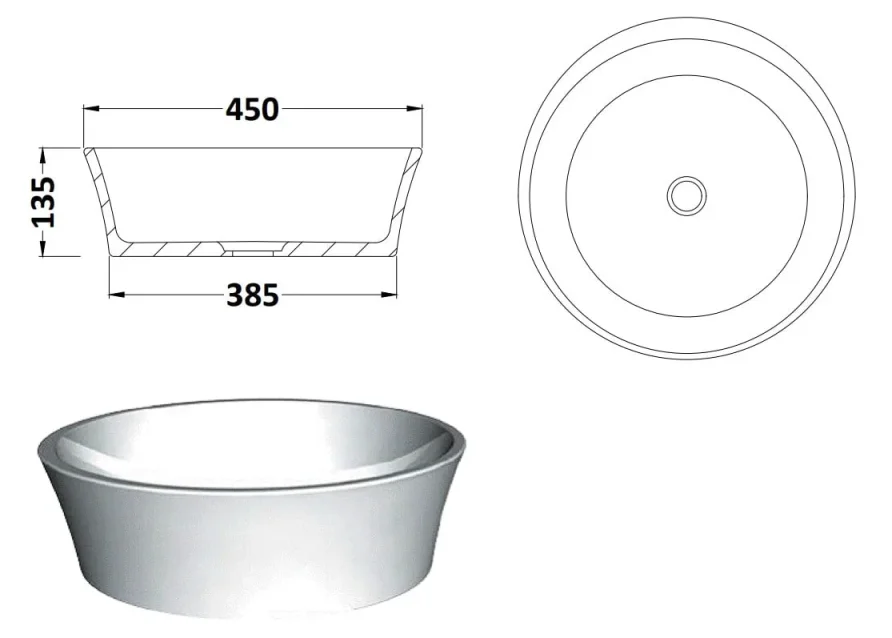 Bc Designs Delicata Basin 450 X 450 Powder Grey detail view - Image 2