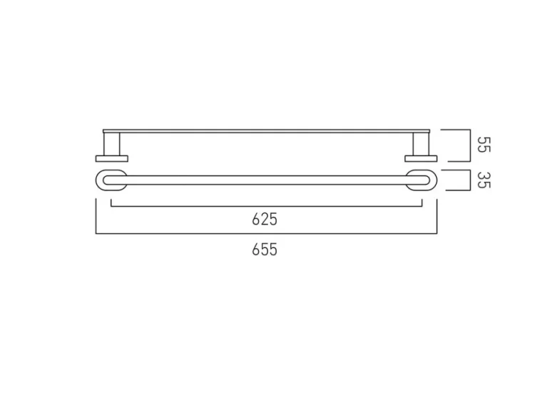 Vado Life Towel Rail 655mm (26'') Chrome technical drawing - Image 2
