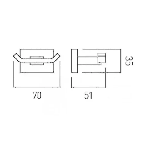 Vado Level Double Robe Hook Wall Mounted Chrome technical drawing - Image 3