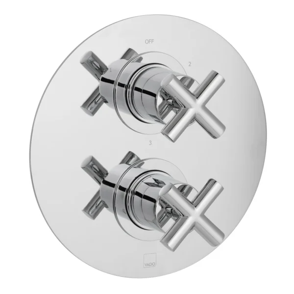 Vado Dx Elements 3 Outlet 2 Handle Concealed Thermostatic Valve Round Backplate Chrome