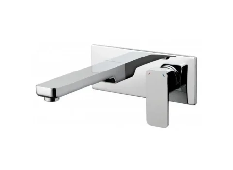 Vado Phase 2 Hole Basin Mixer Single Lever Wall Mounted With Rectangular Back Plate Chrome detail view - Image 3