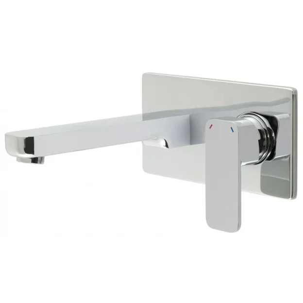 Vado Phase 2 Hole Basin Mixer Single Lever Wall Mounted With Rectangular Back Plate Chrome product image - Image 1