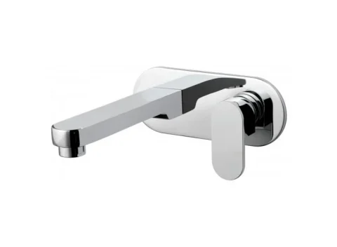 Vado Life 2 Hole Basin Mixer Single Lever With 200mm Spout Wall Mounted With Oval Back Plate Chrome detail view - Image 2