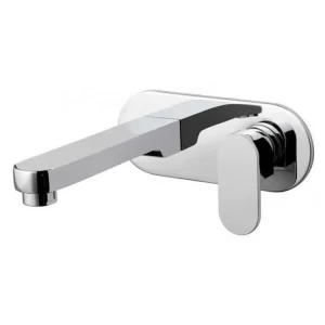 Vado Life 2 Hole Basin Mixer Single Lever With 200mm Spout Wall Mounted With Oval Back Plate Chrome
