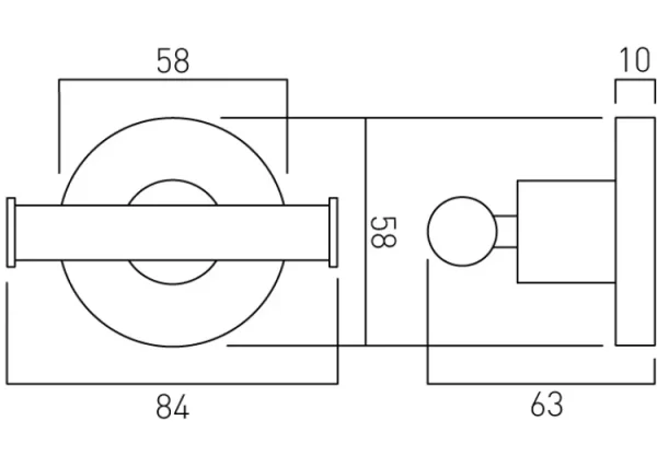 Vado Elements Robe Hook Wall Mounted Chrome technical drawing - Image 2