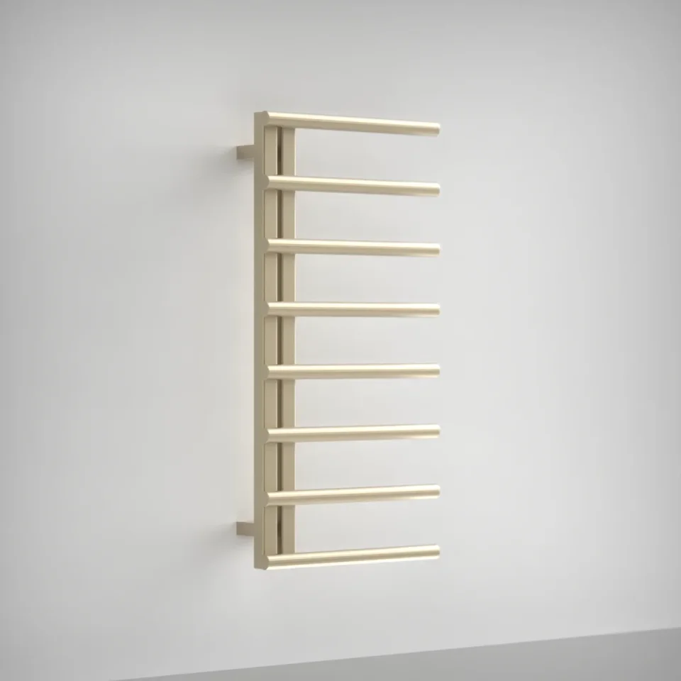 AVA Purity 1000 x 500mm Brushed Brass PVD Stainless Steel Towel Rail  Oil Filled product image - Image 1