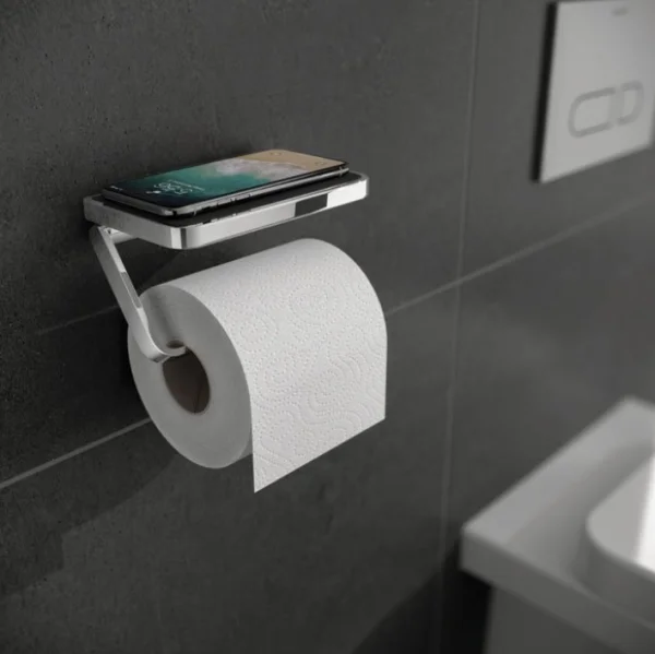 Hib Toilet Roll Holder With Shelf & Anti-slip Mat