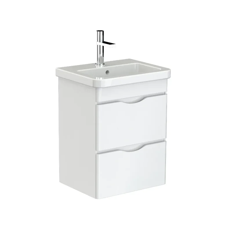 Saneux Indigo 50cm 2 Drawer Wall Mounted Unit - Gloss White product image - Image 1