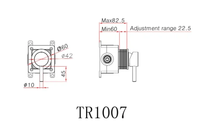Ava Trend Hot & Cold Stop Valves W/ Flanges - Polished Stainless Steel technical drawing - Image 2