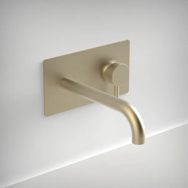 Ava Trend 2 Hole Wall Mounted Basin Mixer With Back Plate - Brushed Brass