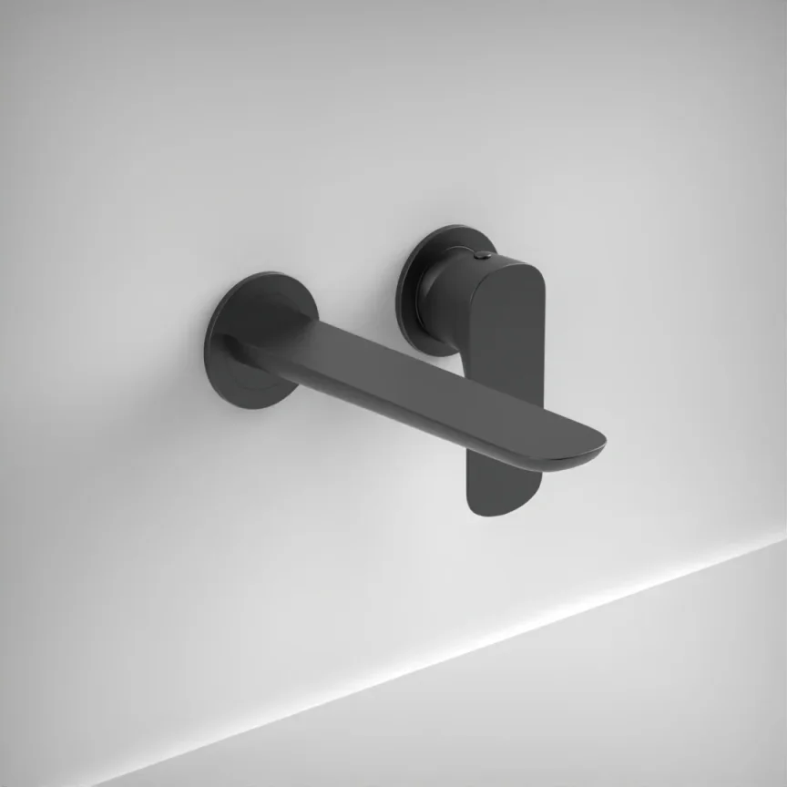 Ava Purity 2 Hole Wall Mounted Basin Mixer W/ Flanges - Brushed Black product image - Image 1