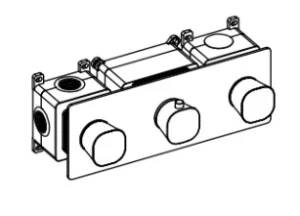 Ava Purity 3 Way 3 Handle Thermostatic Valve W/ Backplate - Brushed Brass