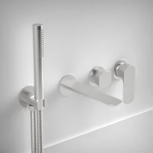 Ava Purity Thermostatic 4 Hole Wall Mounted Bath Shower Mixer - Brushed Stainless Steel