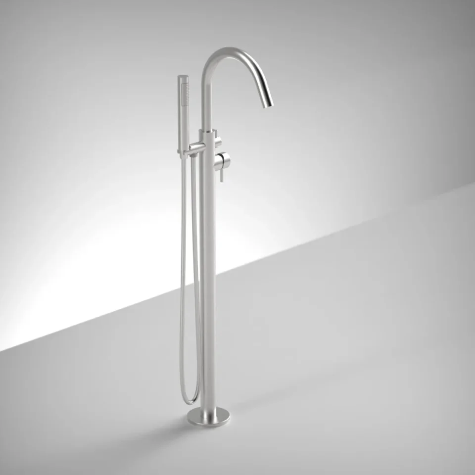 Ava Trend Floor Mounted Bath Shower Mixer - Brushed Stainless Steel product image - Image 1