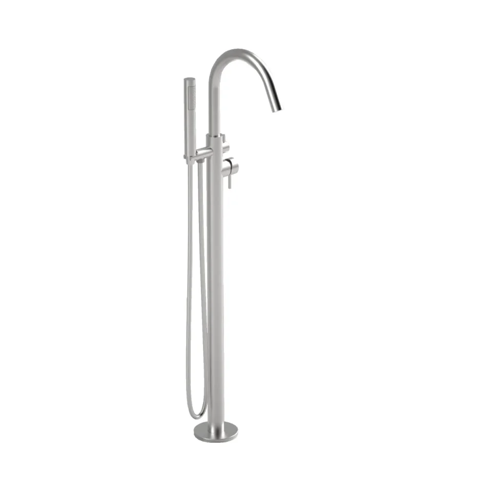 Ava Trend Floor Mounted Bath Shower Mixer - Brushed Stainless Steel detail view - Image 3