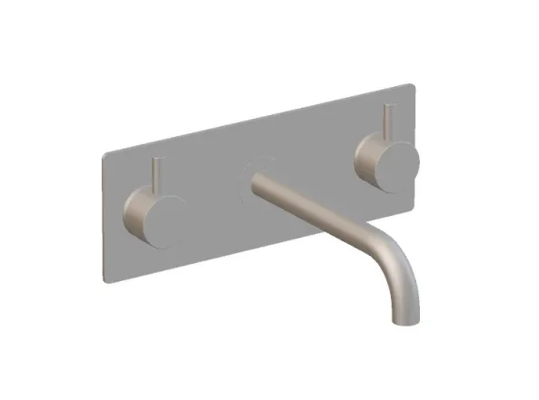 Ava Trend 3 Hole Wall Mounted Bath Mixer W/ Backplate - Brushed Stainless Steel product image - Image 1