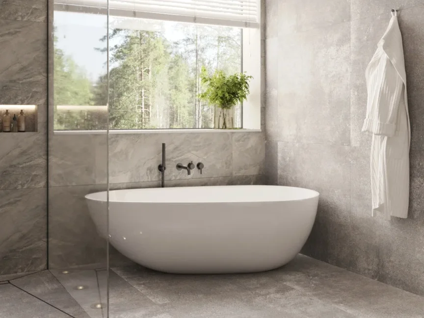 Ava Trend Thermostatic 4 Hole Wall Mounted Bath Shower Mixer - Brushed Black detail view - Image 4