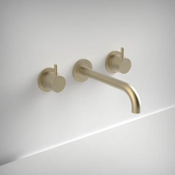 Ava Trend 3 Hole Wall Mounted Bath Mixer - Brushed Brass
