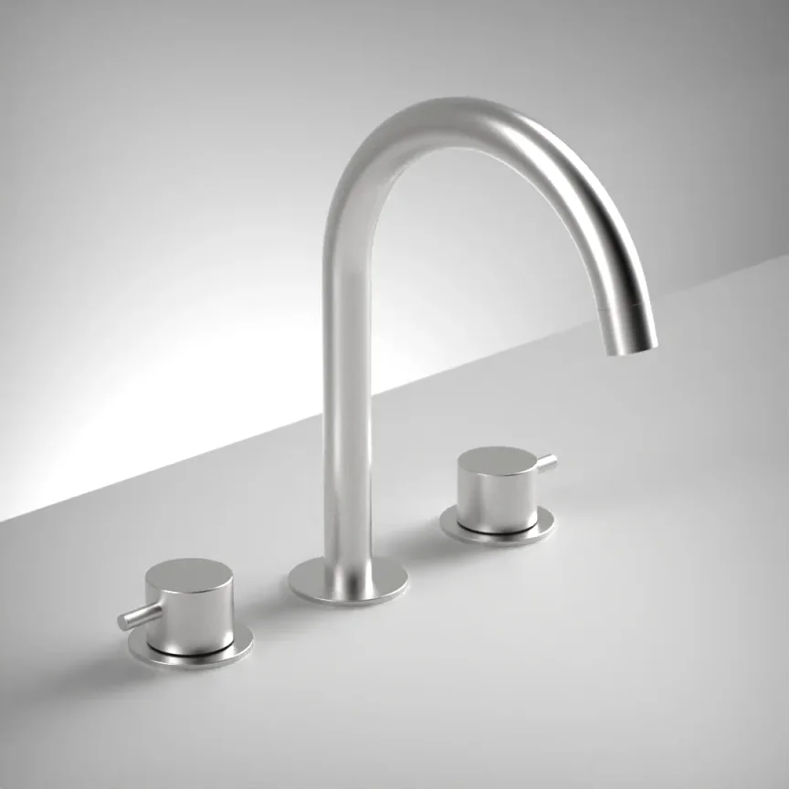 Ava Trend 3 Hole Deck Mounted Bath Mixer - Brushed Stainless Steel product image - Image 1