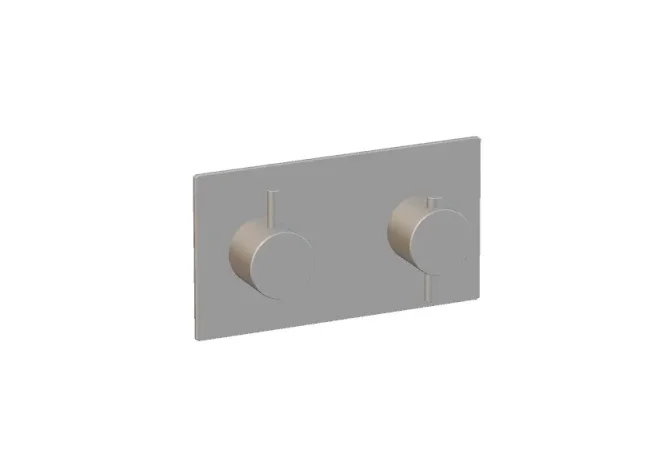Ava Trend 2 Way 2 Handle Thermostatic Valve W/ Backplate - Brushed Stainless Steel detail view - Image 2