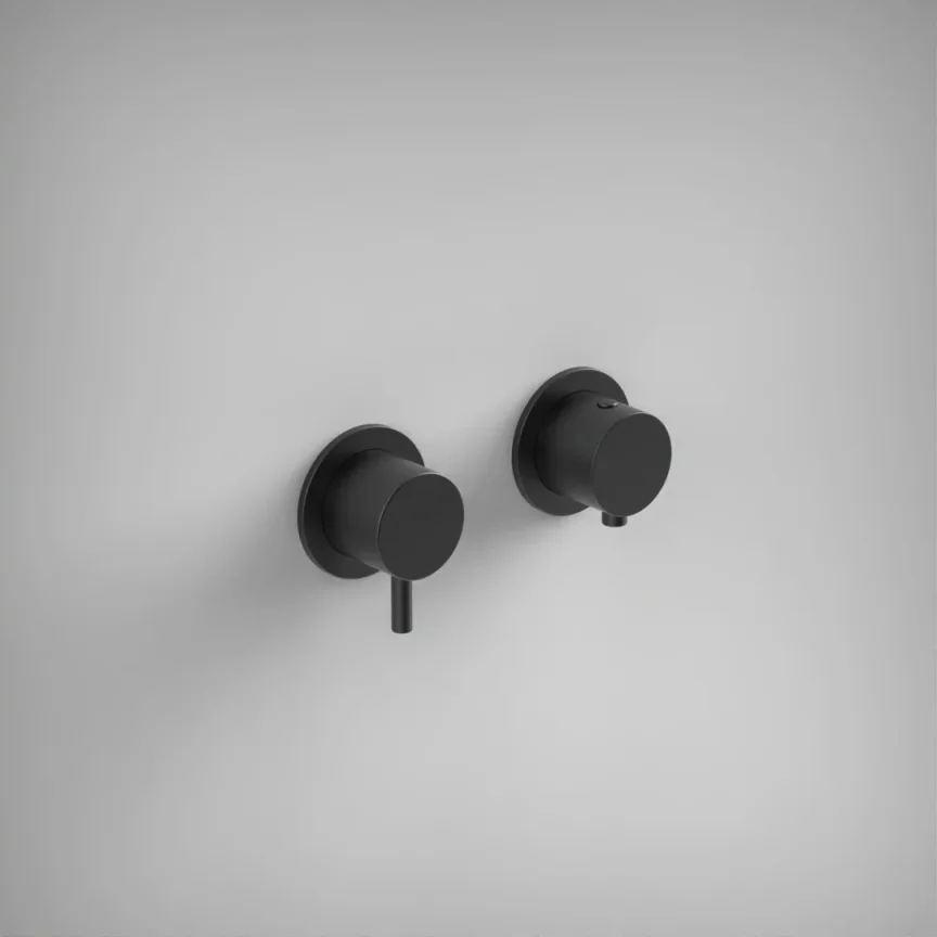 Ava Trend 2 Way 2 Handle Thermostatic Valve W/flanges - Brushed Black product image - Image 1