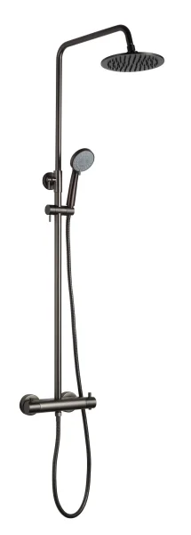 Just Taps Vos Thermostatic Bar Valve With 2 Outlets Adjustable Riser Brushed Black
