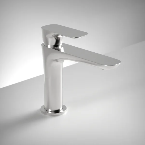 Ava Purity Deck Mounted Basin Mixer Monobloc - Polished Stainless Steel