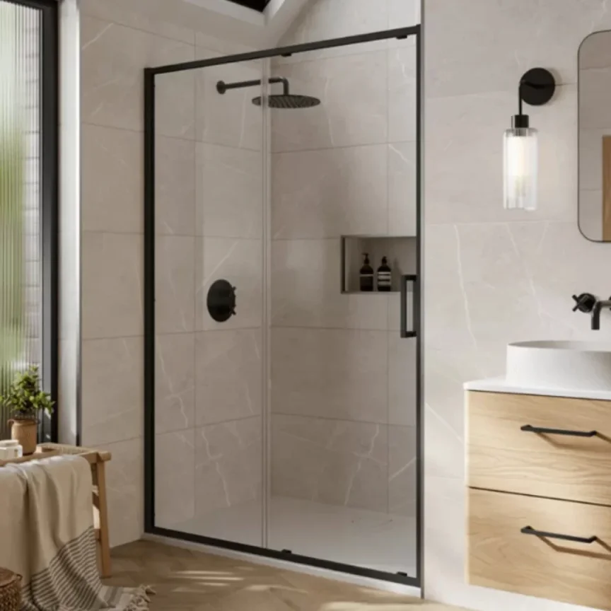 Merlyn Arysto Sleek Arysto Sleek Slider Door 1700 Matt Black 1700mm product image - Image 1