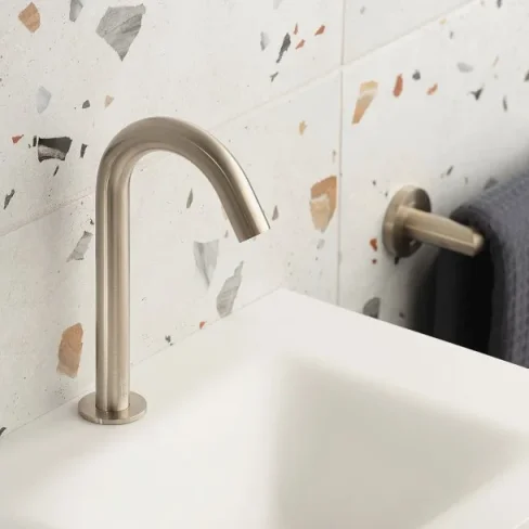 Vado Individual Infra-red Deck Mounted Spout Mono Basin Mixer Brushed Nickel detail view - Image 2