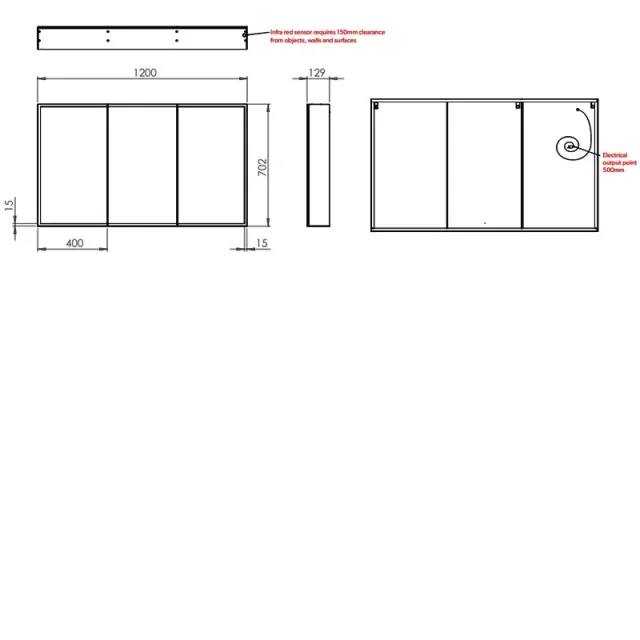 Hib Qubic 120 Cabinet W120 X H70 X D13cm technical drawing - Image 2