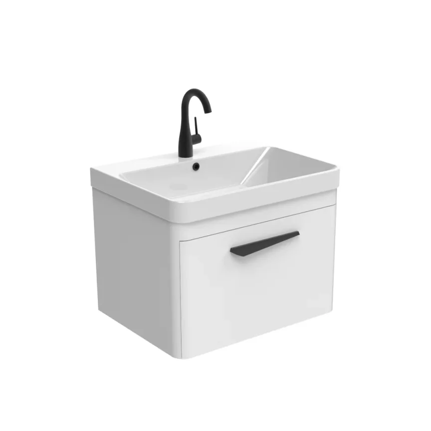 Saneux Hyde 60cm 1 Drawer Wall Mounted Unit - Matte White product image - Image 1