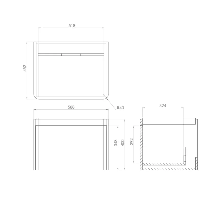 Saneux Hyde 60cm 1 Drawer Wall Mounted Unit - Matte White detail view - Image 5