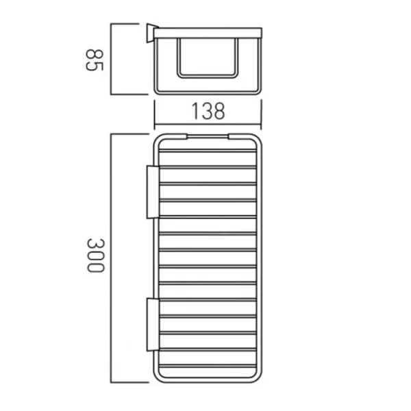 Vado Basket Large Rectangular Wall Mounted Chrome technical drawing - Image 3