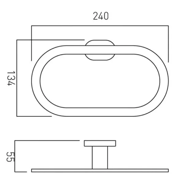 Vado Life Towel Ring Wall Mounted Chrome technical drawing - Image 3