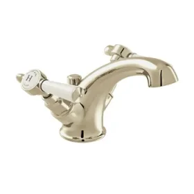 Booth & Co. Mono Basin Mixer With Pop-up Waste Bright Nickel & Crackled White
