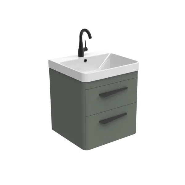 Saneux Hyde 50cm 2 Drawer Wall Mounted Unit - Matte Sage