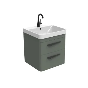 Saneux Hyde 50cm 2 Drawer Wall Mounted Unit - Matte Sage